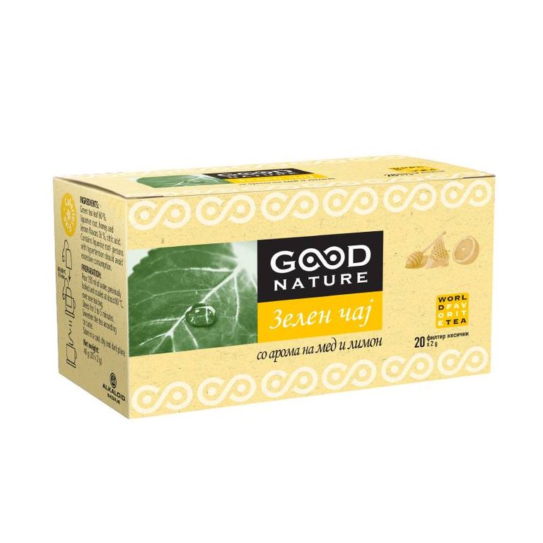 ГУД НАТУРЕ ЗЕЛЕН ЧАЈ СО МЕД И ЛИМОН 20 ФИЛТЕР КЕСИЧКИ