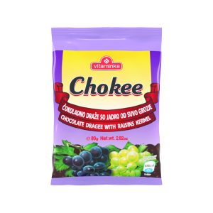 ВИТАМИНКА ЦХОКЕЕ – ЧОКО ДРАЖЕИ СО СУВО ГРОЗЈЕ 80 Г