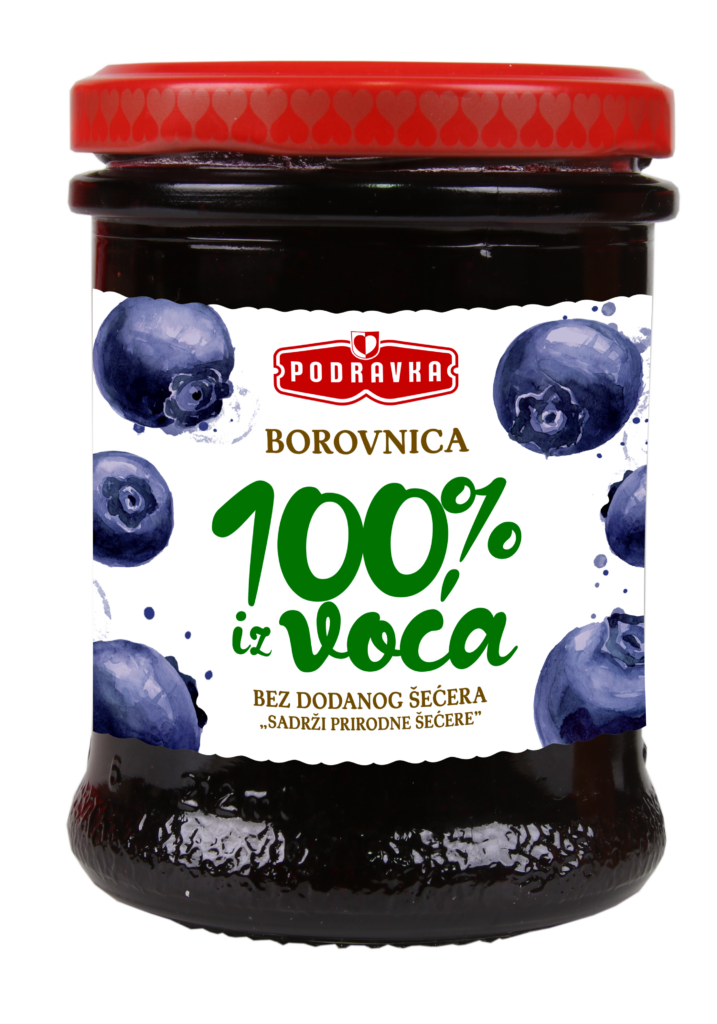 НАМАЗ ПОДРАВКА 100% ОВОШЈЕ СО ВКУС НА БОРОВНИЦА 220 ГР