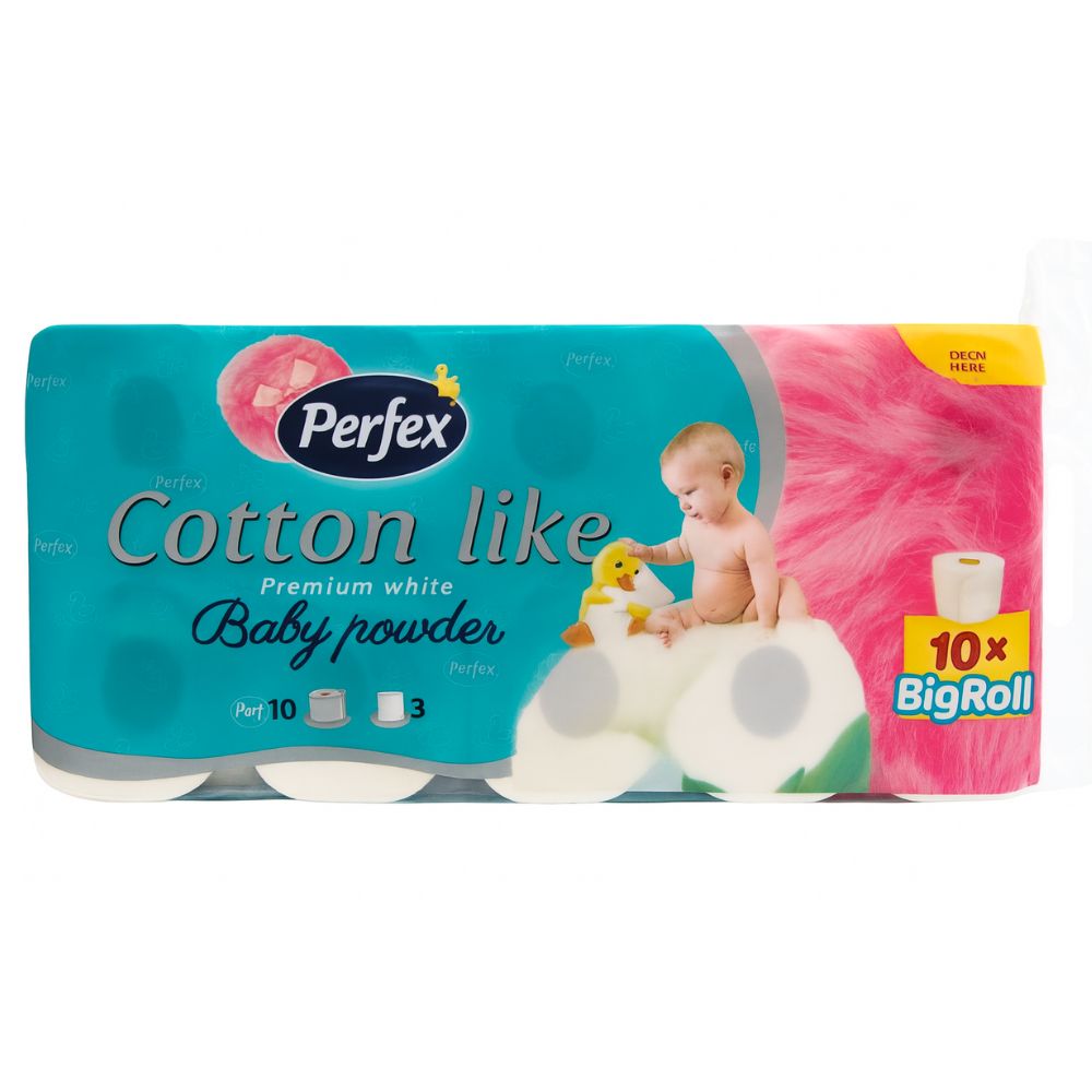 ПЕРФЕКС ТОАЛЕТНА ХАРТИЈА КОТОН ПУДРА / 3 СЛОЕВИ 10/1