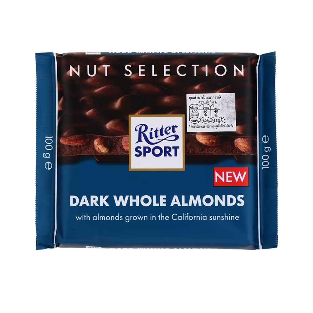 РИТЕР СПОРТ ЧОКОЛАДО ЦРНО ЦЕЛИ БАДЕМИ 100 ГР