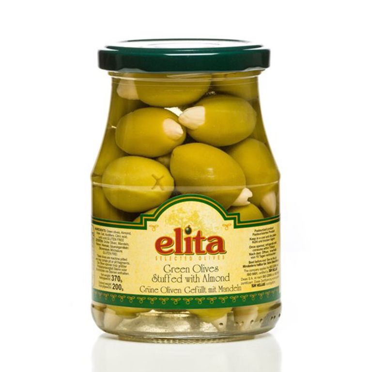 МАСЛИНКИ ЗЕЛЕНИ ПОЛНЕТИ СО БАДЕМИ 370 МЛ