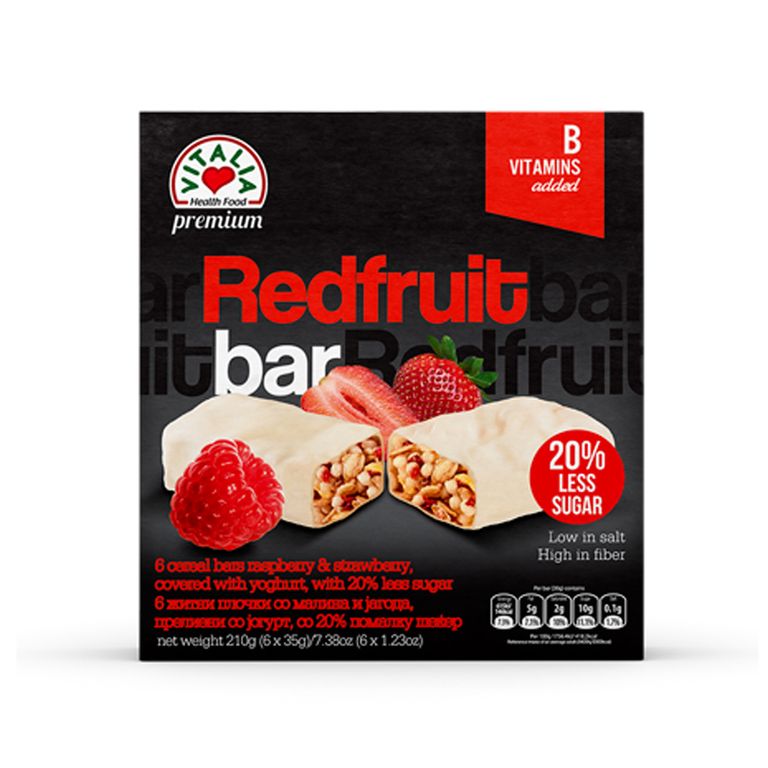 ВИТАЛИА БАЛАНС БАР ЦРВЕНО ОВОШЈЕ СО ЈОГУРТ 210Г