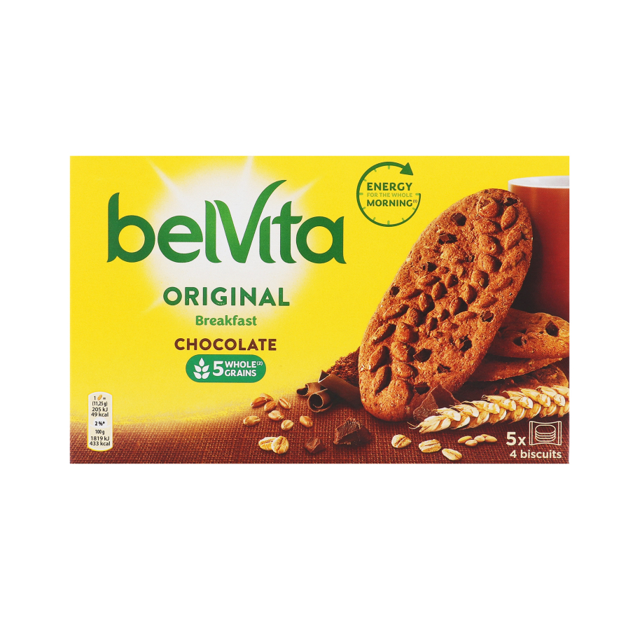 БИСКВИТИ БЕЛВИТА СО ЧОКОЛАДНИ ПАРЧИЊА 225 ГР