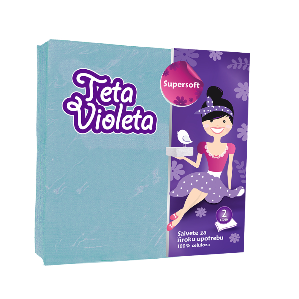ВИОЛЕТА ДВОСЛОЈНИ САЛФЕТИ СИНИ 38 Х 38 ЦМ / 25/1