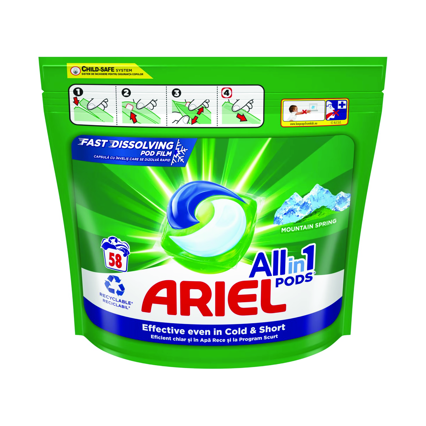 АРИЕЛ ДЕТЕРГЕНТ ГЕЛ КАПСУЛИ МАУНТЕЈН СПРИНГ / 28/1