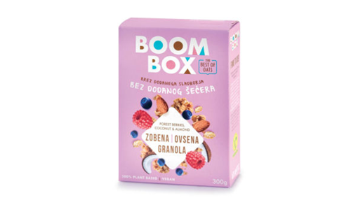 ОВЕСНА ГРАНОЛА БУМ БОКС ШУМСКО ОВОШЈЕ, КОКОС, БАДЕМ 300 ГР