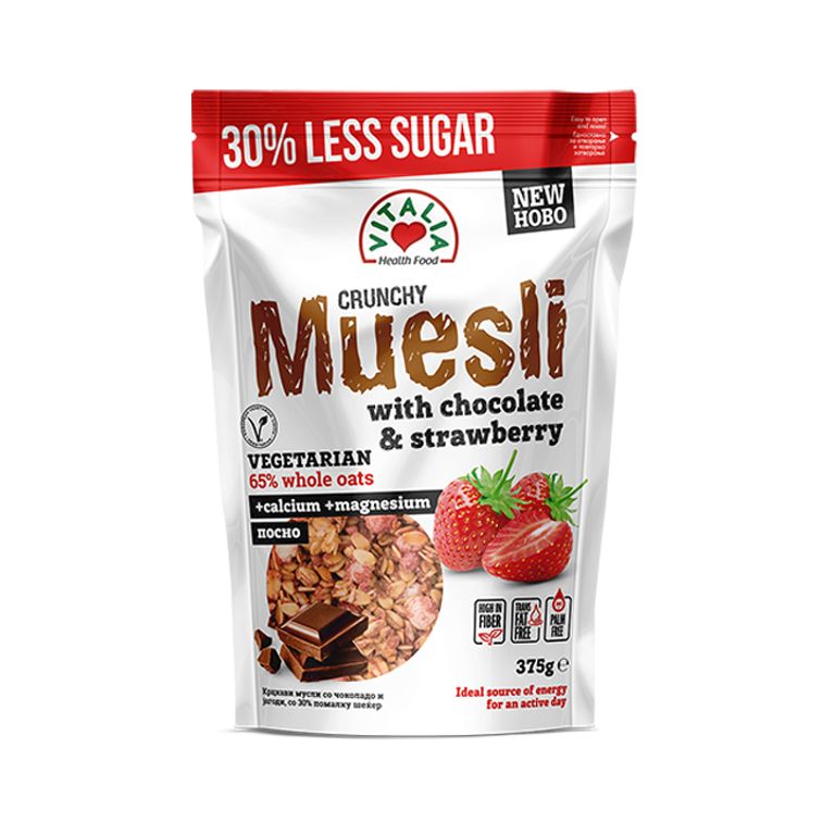 ВИТАЛИА КРАНЧИ МУСЛИ СО ЈАГОДА И ЧОКОЛАДО 375 ГР