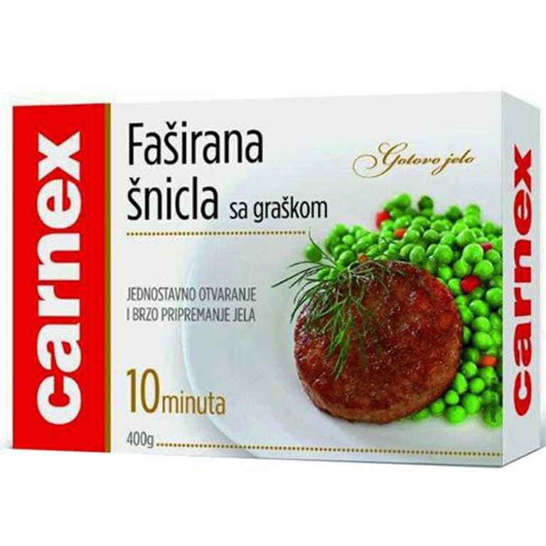 КАРНЕКС ФАШИРАНА ШНИЦЛА СО ГРАШОК 400Г