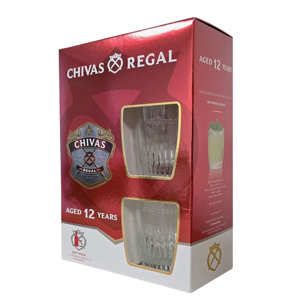 ЧИВАС РЕГАЛ ВИСКИ 12Г 0.7Л.+2 ЧАШИ