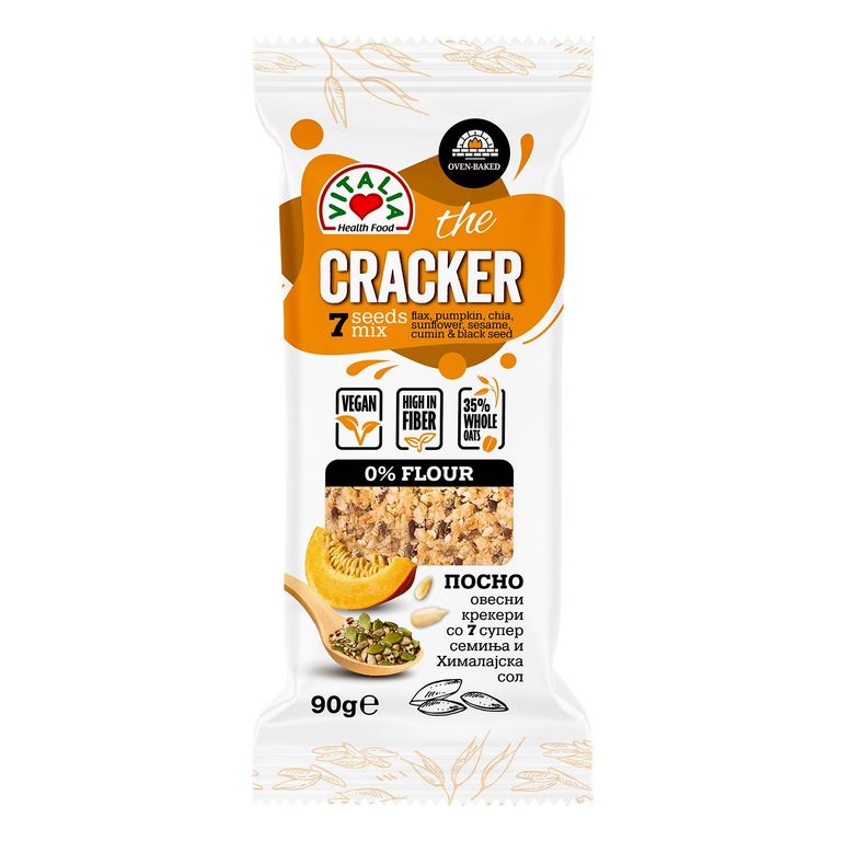 ВИТАЛИА ОВЕСНИ КРЕКЕРИ СО 7 СУПЕР СЕМИЊА И ХИМАЛАЈСКА СОЛ 90 ГР
