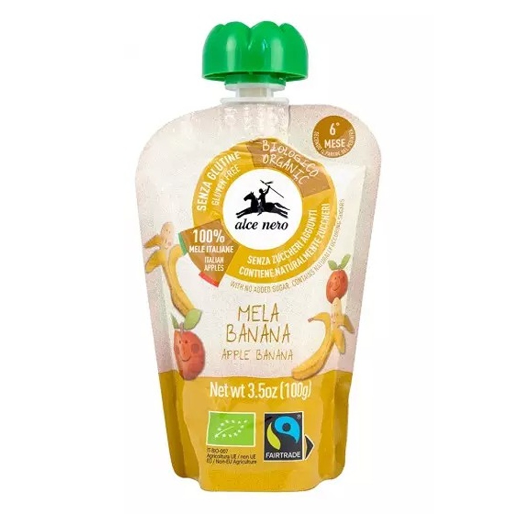 АЛЧЕ НЕРО ОРГАНСКО ПИРЕ ЈАБОЛКО/БАНАНА 100ГР