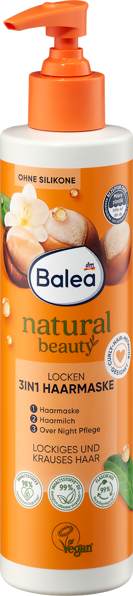 БАЛЕА НАТУРАЛ БЈУТИ МАСКА ЗА КОСА ЗА ЛОКНИ 3 ВО 1 250 МЛ