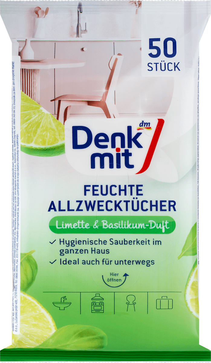 ДЕНКМИТ УНИВЕРЗАЛНИ ВЛАЖНИ МАРАМИЦИ ЛИМЕТА/БОСИЛЕК 50 ПАРЧИЊА