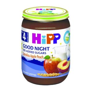 ХИПП НОЌНА КАШИЧКА ЗА БЕБЕ СО ГРИЗ, ЈАБОЛКО И ПРАСКА 190 ГР