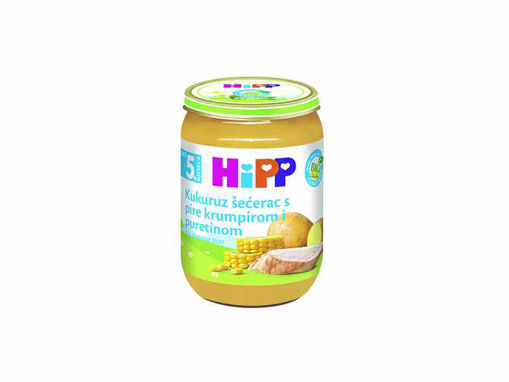 ХИПП ОРГАНСКА КАШИЧКА СО ПЧЕНКА, ПИРЕ ОД КОМПИР И МИСИР. МЕСО 190 ГР