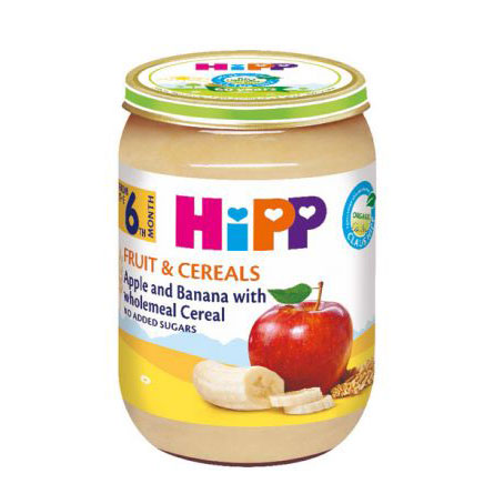 ХИПП ЈАБОЛКО И БАНАНА СО ИНТЕГРАЛНИ ЖИТАРИЦИ КАШИЧКА ЗА БЕБЕ 190 ГР