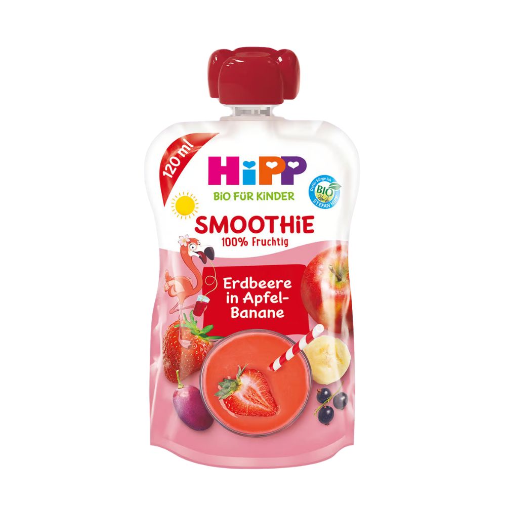 ХИПП СМУТИ ОРГАНСКО ОВЕСНО ПИРЕ СО ЈАБОЛКО, БАНАНА И ЈАГОДА 120 МЛ