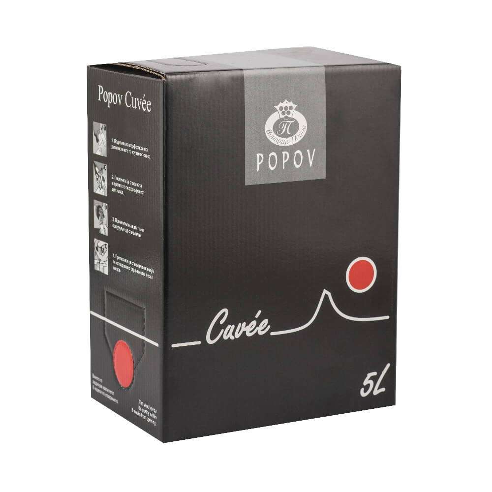 ВИНО ПОПОВ ЦРВЕНО ВО КУТИЈА 5 Л